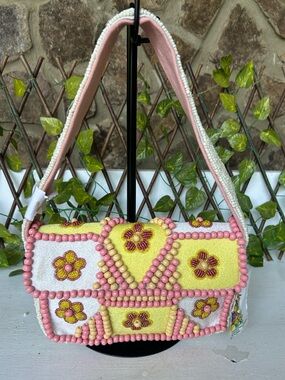 Butter Blossom Beaded Shoulder Bag Pink Yellow White Y2K Cottagecore MSRP $99